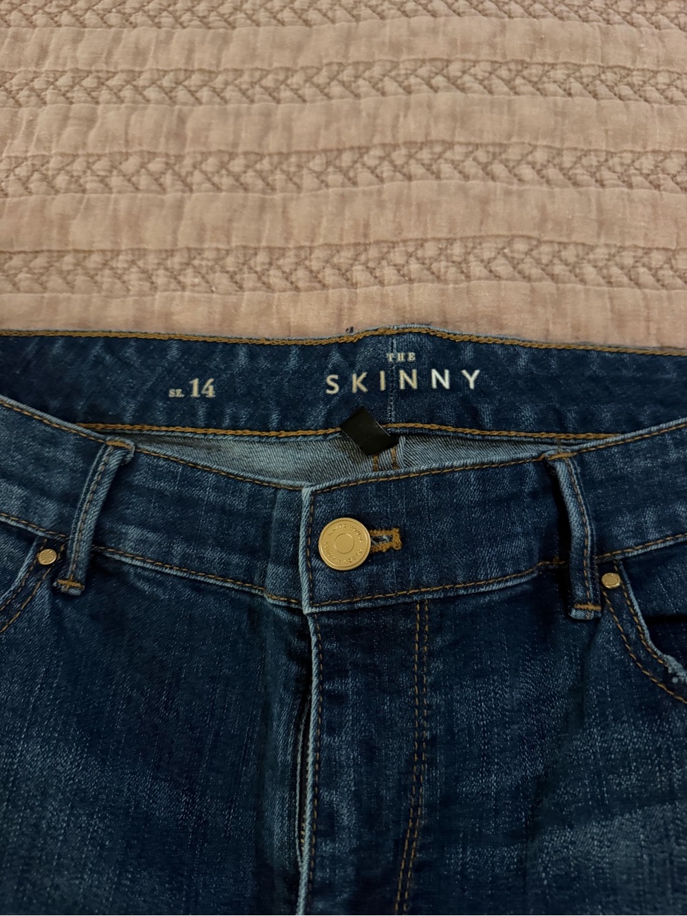White House Black Market Indigo Skinny Jeans with Light Distressing - Picture 4 of 5